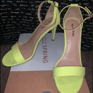 Call It Spring neon green strap heel